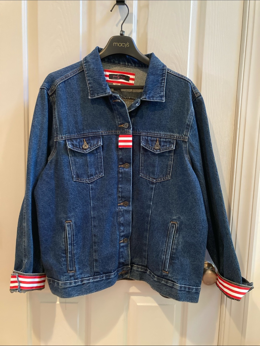 EUC Pearly Vine Denim Jacket with Stripe Trim